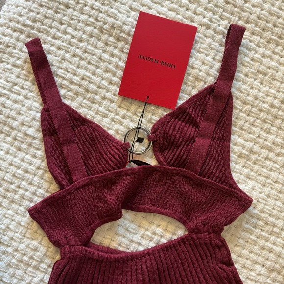 Thebe Magugu Wine Red Rib-Knit Cut-Out Midi Dress - XS - NWT - Picture 5 of 8